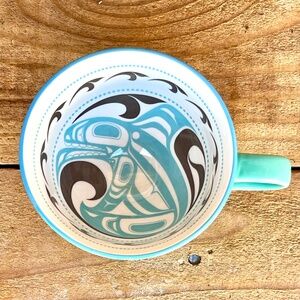 Native Home Killer Whale Orca Porcelain Coffee Tea Cup Collector Turquoise Brown
